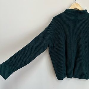 Deep Green Cable Mock Turtleneck Sweater XL